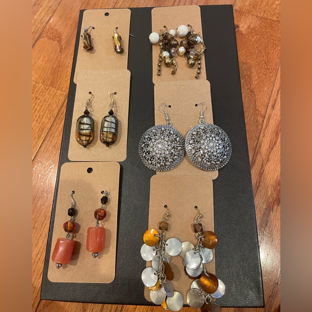 Unique dangling earrings 6 pairs